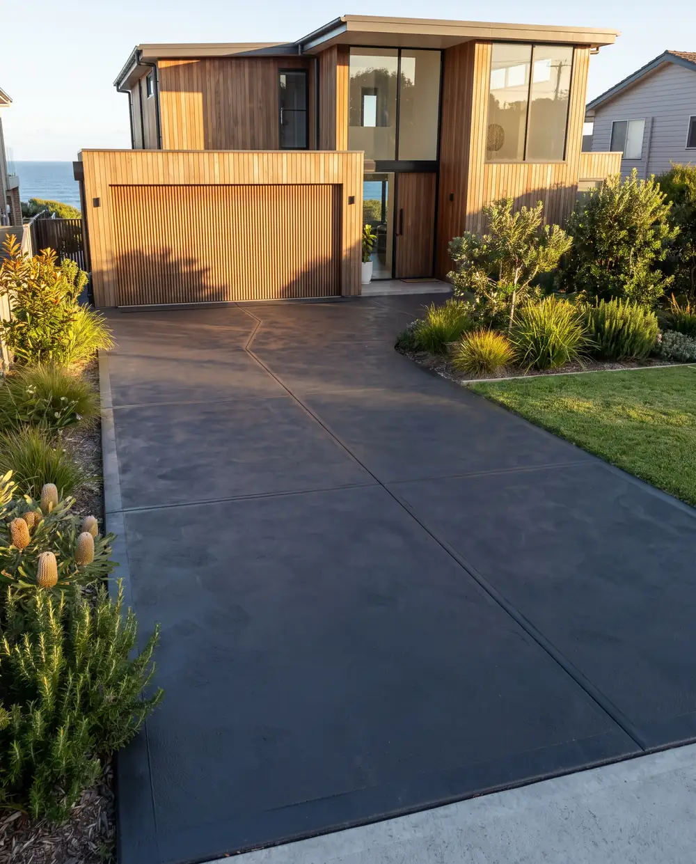 Finished concrete driveway