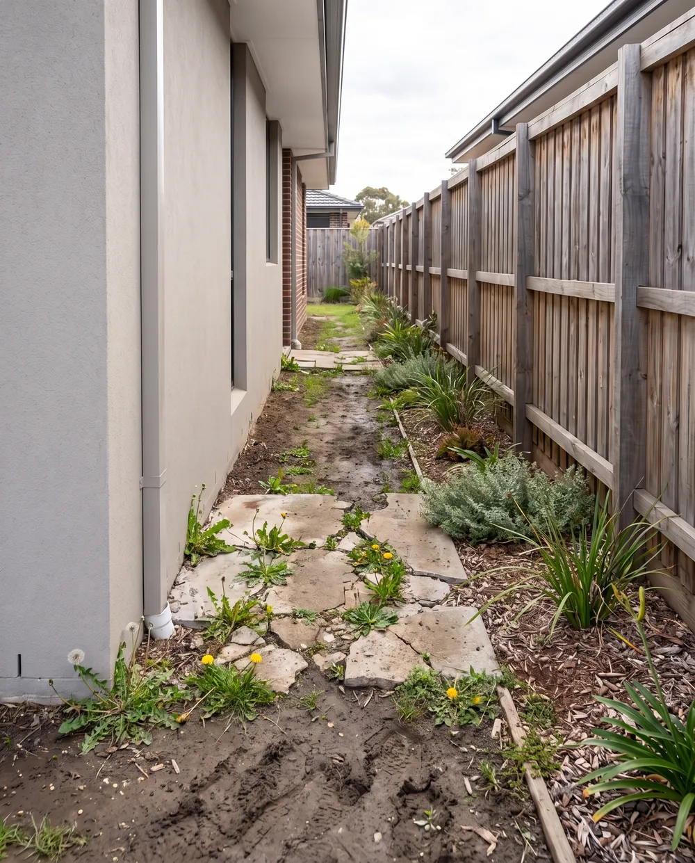 Muddy broken side access before a new path